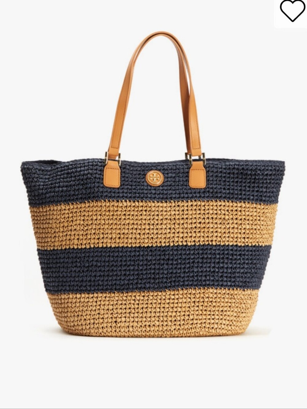 Tory Burch Hand-Woven Chunky Stripe Leather Strap Beach Travel Shoulder Bag